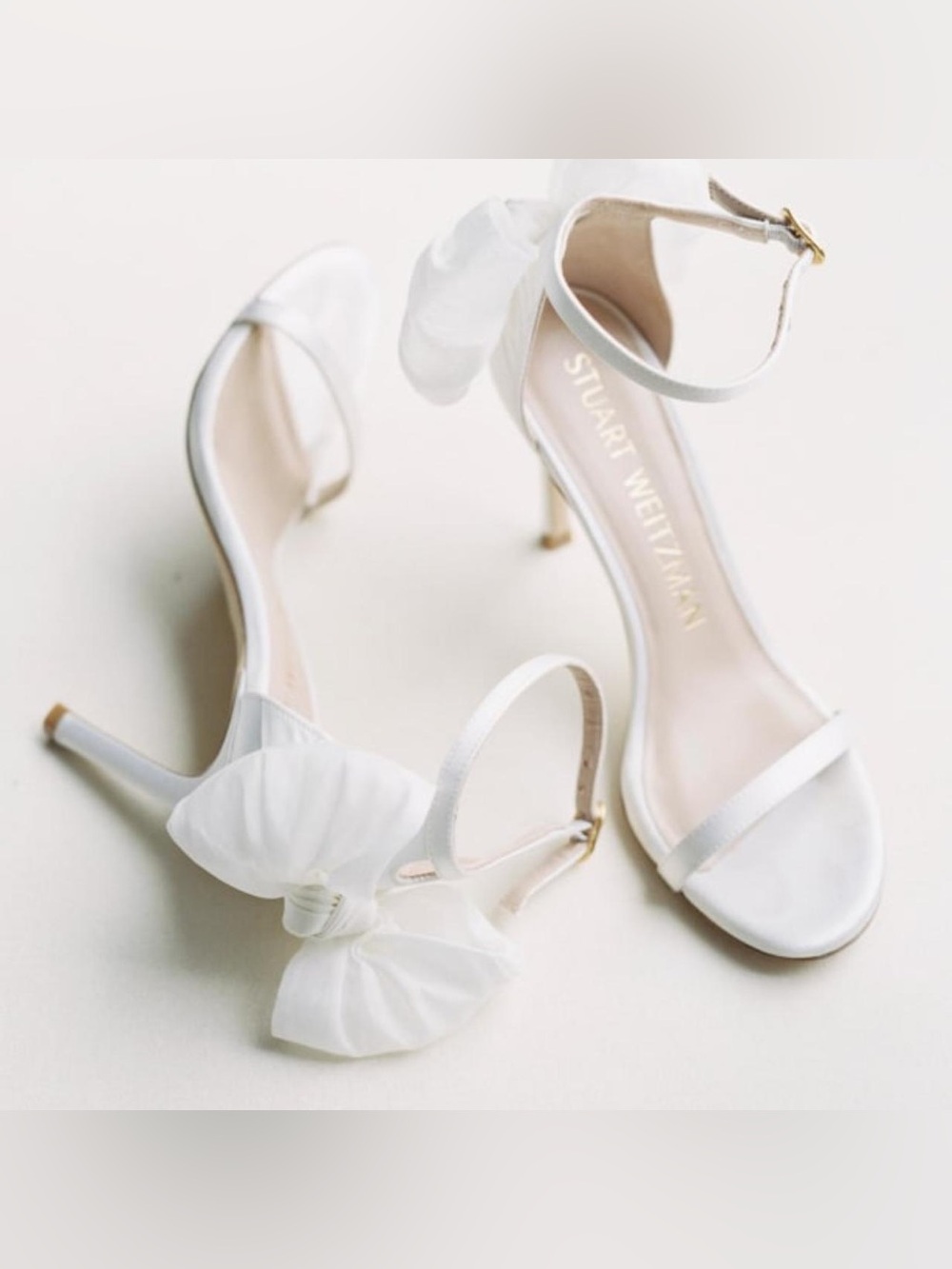 New without box Stuart Weitzman Nudistsong Mesh Bow satin High Heel Bridal